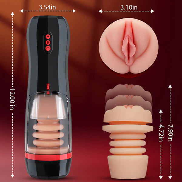 Superjoyg™Lifelike Vaginal Entrance Thrusting Vibrating Vocal Masturbator Stroker