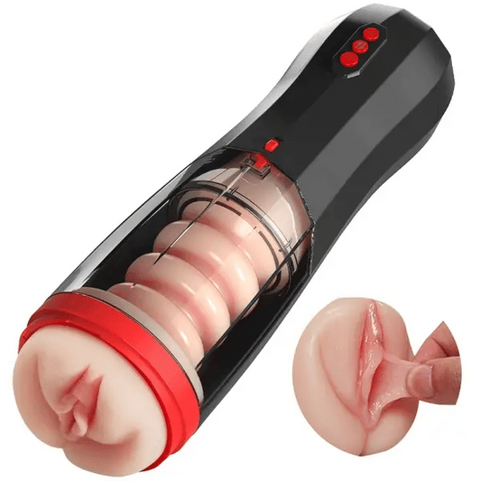 Superjoyg™Lifelike Vaginal Entrance Thrusting Vibrating Vocal Masturbator Stroker