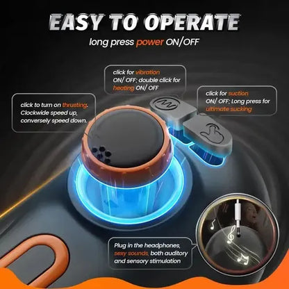 Superjoyg™10 Thrusting 10 Vibrating 3 Sucking Heating Male Masturbator