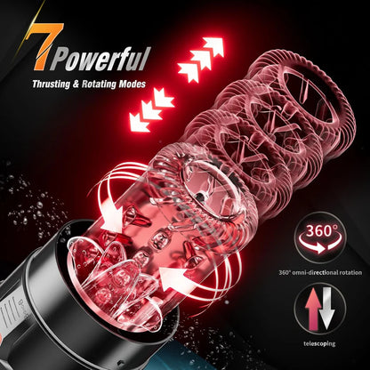 Superjoyg™Male Masturbator Penis Pump – 12-Level Vacuum, 7-Mode Thrusting, Rotating, Vibrating & Sucking with LCD Display