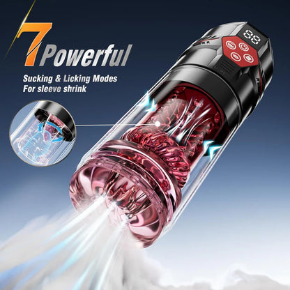 Superjoyg™Male Masturbator Penis Pump – 12-Level Vacuum, 7-Mode Thrusting, Rotating, Vibrating & Sucking with LCD Display