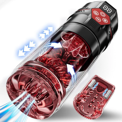 Superjoyg™Male Masturbator Penis Pump – 12-Level Vacuum, 7-Mode Thrusting, Rotating, Vibrating & Sucking with LCD Display